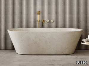 MUSE - Freestanding oval Crema Marfil marble bathtub _ LUSSO