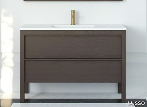 LANGHAM - Floor-standing wooden vanity unit with drawers with integrated washbasin _ LUSSO