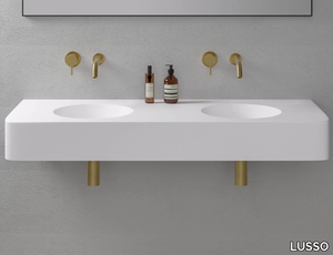 LANOSA - Wall-mounted double Resin Stone washbasin _ LUSSO