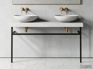 LOMAZZO - Double Carrara marble washbasin countertop _ LUSSO