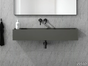 MARMO - Wall-mounted double Resin Stone washbasin _ LUSSO