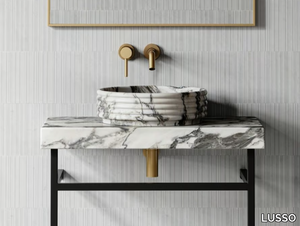 PERLATO - Countertop round Arabescato marble washbasin _ LUSSO