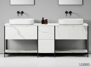 PORCELANATO - Floor-standing double vanity unit with drawers _ LUSSO