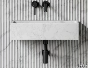 QUADRA - Rectangular single Carrara marble washbasin _ LUSSO