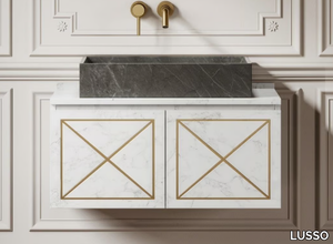 SASSO - Countertop rectangular Pietra Grey marble washbasin _ LUSSO