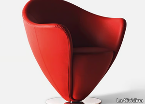 MON PETIT COEUR - Swivel upholstered leather armchair _ La Cividina