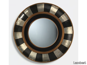 NOFRETETE - Framed round wall-mounted wooden mirror _ Lambert