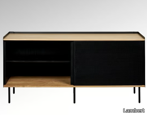 ROMAN - Steel and wood sideboard with sliding doors _ Lambert