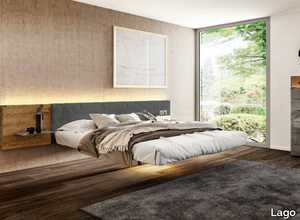 FLUTTUA 1611 - Double bed with integrated nightstands _ Lago