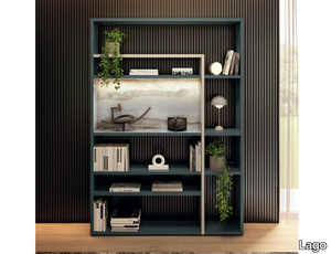 30MM - 2733 - Open wooden bookcase with built-in lights _ Lago