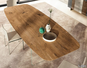 AIR SOFT - 2210W - Barrel-shaped wood and glass table _ Lago