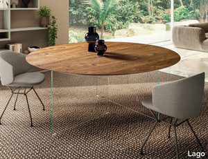 AIR SLIM - 2260W - Round wood and glass table _ Lago