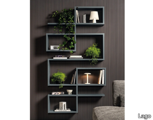 LAGOLINEA - 2638 - Open floating wooden bookcase _ Lago