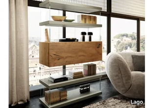 AIR - 1463 - Open wood and glass bookcase _ Lago