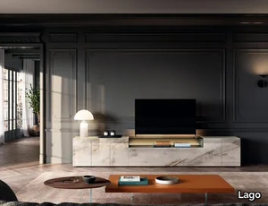 36E8 GLASS - 2151 - Glass TV cabinet with drawers and doors _ Lago