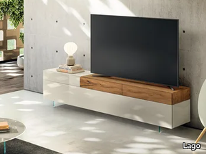 36E8 - 2657 - Wood and glass TV cabinet with drawers _ Lago