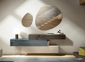 36E8 -0663B - Floating wood and glass chest of drawers _ Lago