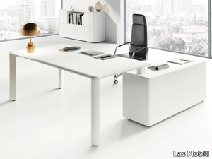 IULIO - Contemporary style L-shaped executive desk with shelves _ Las Mobili