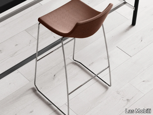 SUPEROTTO - Sled base high fabric stool with footrest _ Las Mobili