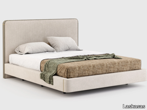 ANNY - Linen double bed with upholstered headboard _ Laskasas