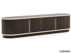 BROWN - Low walnut TV cabinet with doors _ Laskasas