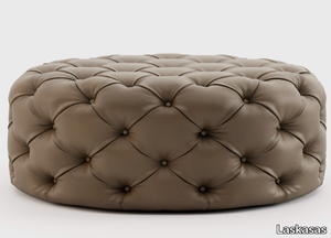 BUR ROUND - Round tufted leather pouf _ Laskasas