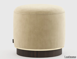 EDDY - Upholstered round leather pouf _ Laskasas