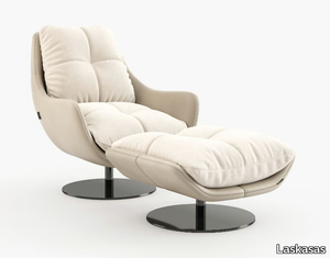SOPHIA - Swivel linen armchair with footstool _ Laskasas