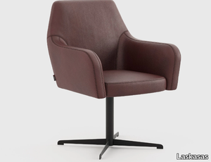 ROBSON - Swivel leather chair with armrests _ Laskasas