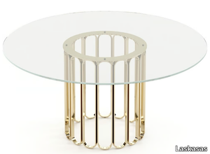 CHERYL - Round Glass and Stainless Steel dining table _ Laskasas