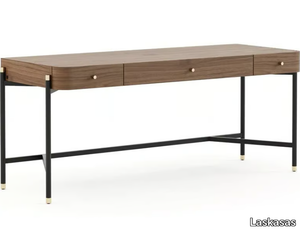 ROSIE - Rectangular stainless steel and wood writing desk with drawers _ Laskasas