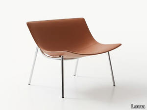 OMEGA - Leather armchair with metal structure _ Lema