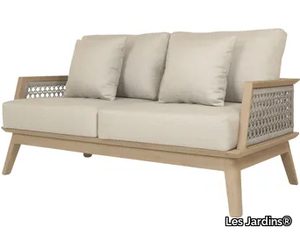 MIRA - 2 seater garden sofa in Teak and woven rope _ Les Jardins®