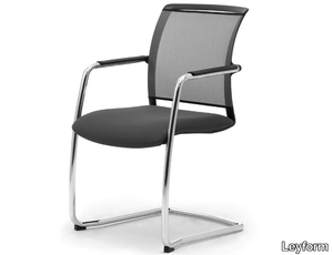 COMETA - Cantilever mesh and chromed steel chair with armrests _ Leyform