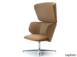 ALISÈ LOUNGE - Swivel leather lobby chair high-back _ Leyform