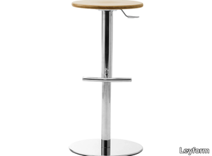 PUNTO - High swivel multi-layer wood and chrome steel stool _ Leyform