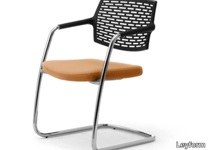 SPOT - Cantilever chromed steel, leather and polypropylene chair _ Leyform