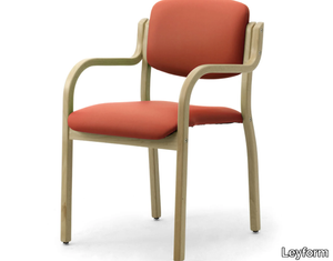 KALOS 3 - Stackable laminated wood and fabric chair with armrests _ Leyform