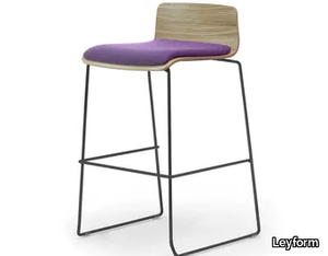 ZEROSEDICI WOOD - High sled base wood veneer and steel stool _ Leyform