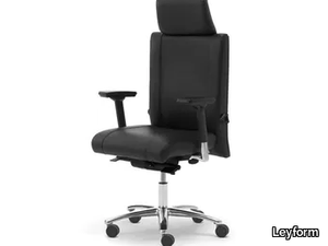 NON STOP 24H - Swivel leather office chair with armrests with 5-Spoke base _ Leyform