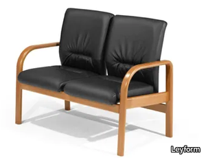 WOOD B - Multi-layer wood and leather small sofa _ Leyform