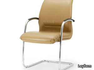 ERGO 2 - Cantilever chrome plated steel and leather chair _ Leyform