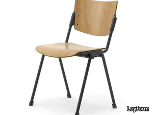 LAMIA - Stackable wooden chair with linking device open back _ Leyform