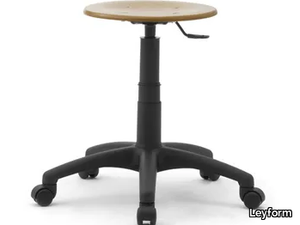 SALOON - Swivel wooden office stool with castors with 5-Spoke base _ Leyform