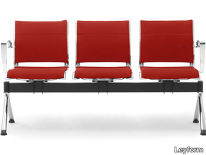 ORIGAMI X - Freestanding chrome plated steel and leather beam seating _ Leyform