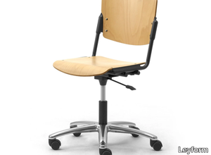 LAMIA - Wooden office chair with castors with 5-Spoke base _ Leyform