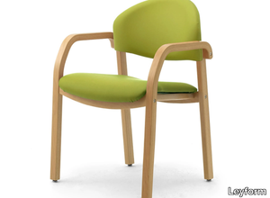 SOLEIL - Stackable laminated wood and fabric chair with armrests _ Leyform