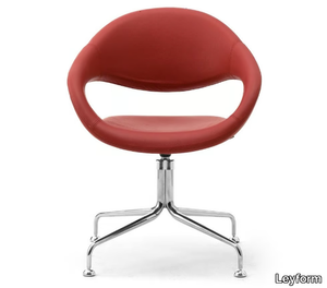 SAMBA - Swivel trestle-based Eco-leather easy chair _ Leyform