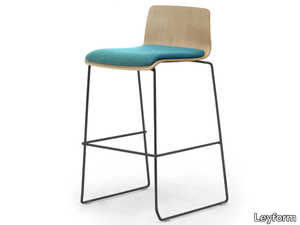 ZEROSEDICI WOOD - High sled base multi-layer wood and steel stool _ Leyform