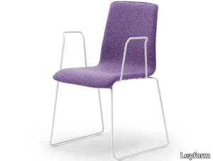 ZEROSEDICI - Sled base fabric chair with armrests with linking device _ Leyform